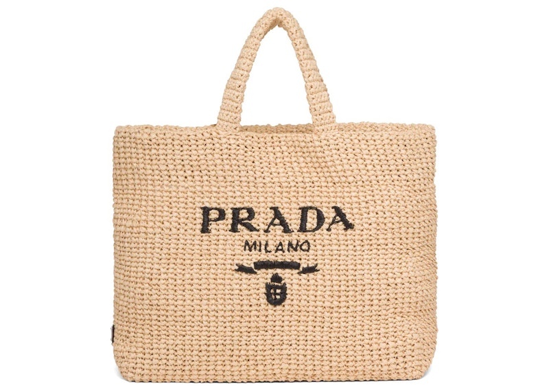 Prada Raffia Tote Bag Bruin