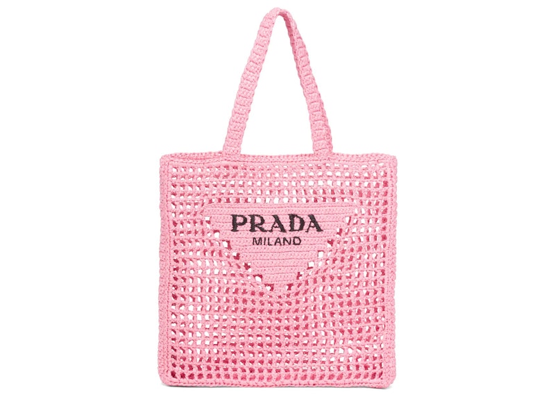 Prada Raffia Tote Bag Petal Roze