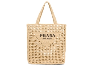 Prada Raffia Tote Bag Tan