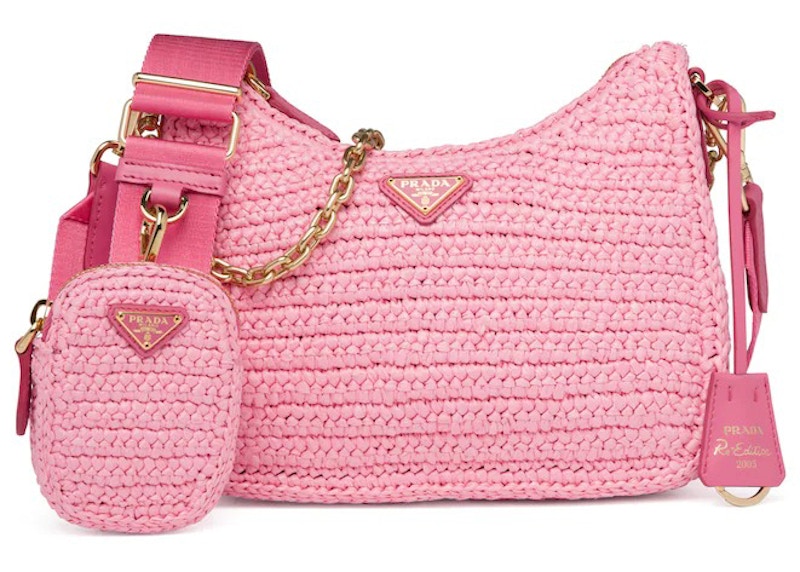 Prada Re-Edition 2005 Raffia Bag Petal Roze