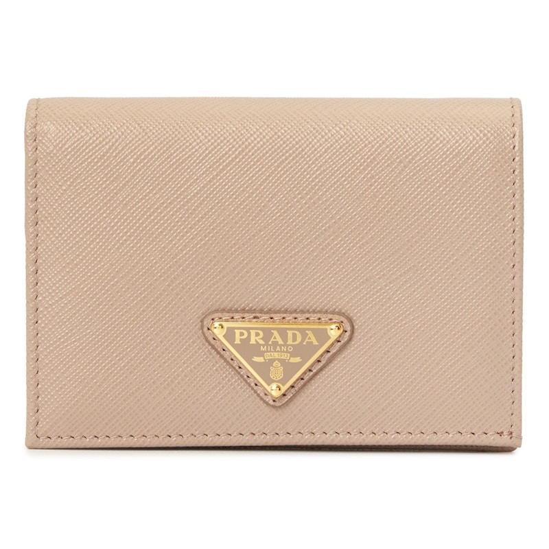 Prada Saffiano Short Wallet Beige