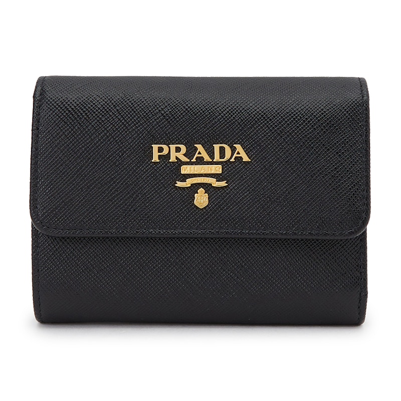 Prada Saffiano Short Wallet Zwart