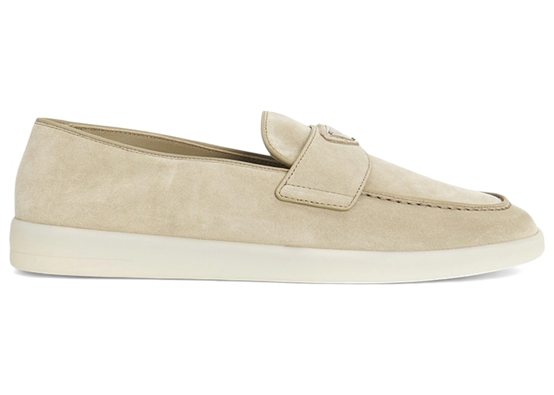 Prada Suede Logo Loafer Beige