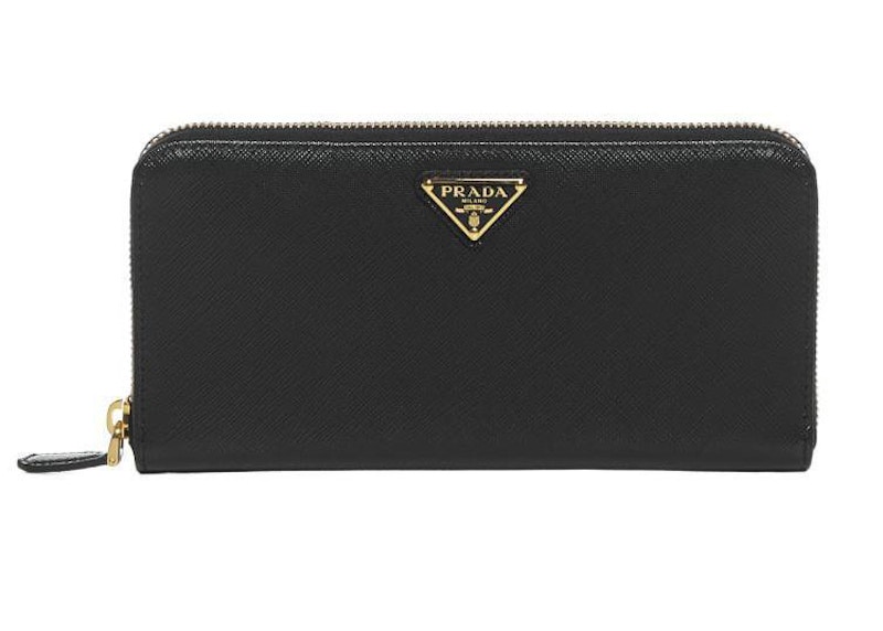 Prada Zip Around Wallet Large Zwart