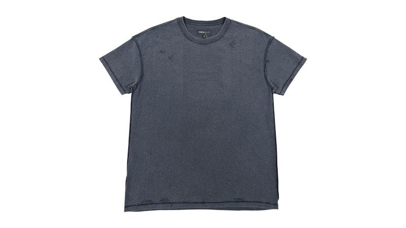 Brand Textured Inside Out Basic Tee Zwart