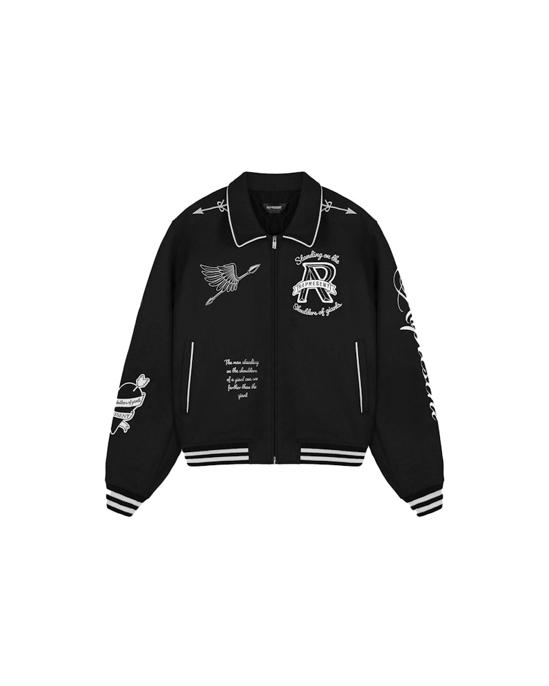 Represent Cherub Wool Varsity Jacket Jet Zwart