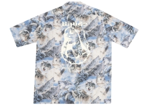 Rhude Wolves SS Button Up in Wolves Print Shirt Blauw