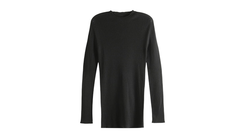 Rick Owens Ribbed Round Neck Top Zwart