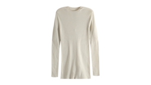 Rick Owens Ribbed Round Neck Top Sand Creme