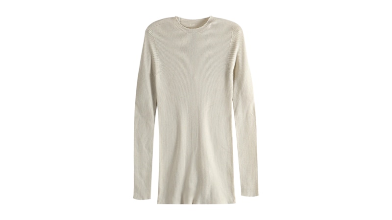Rick Owens Ribbed Round Neck Top Sand Creme