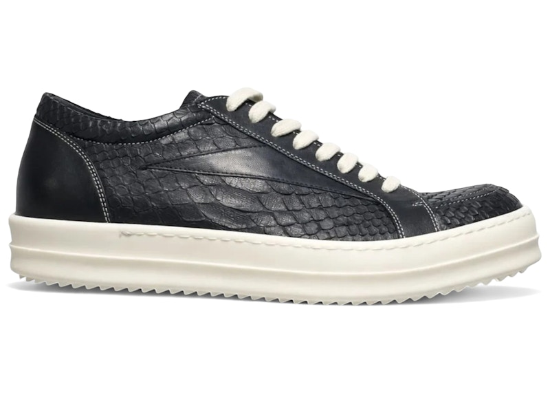 Rick Owens Vintage Low Sneaker Embossed Python Milk Zwart