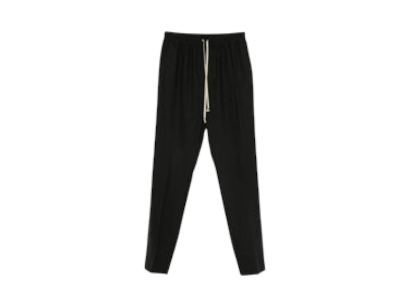 Rick Owens Wool Drawstring Slim Long Pants Zwart