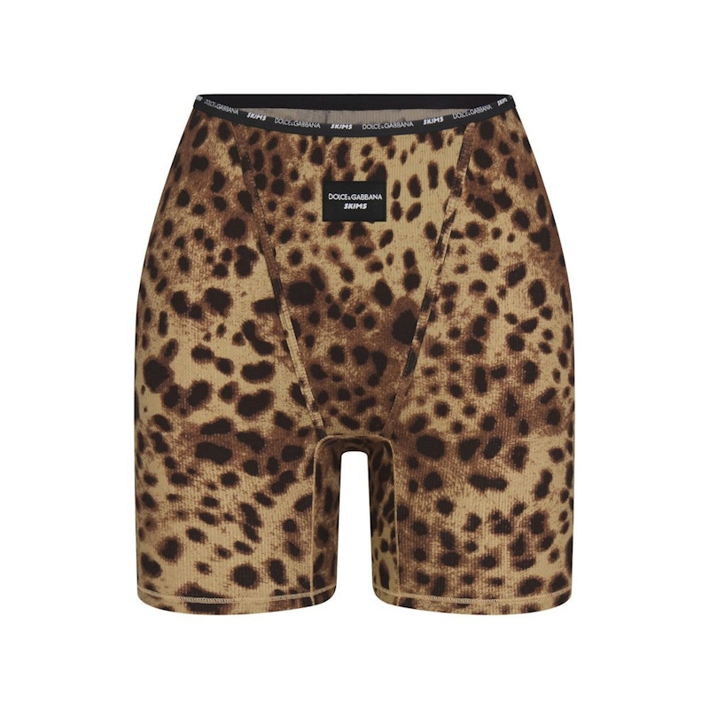 SKIMS x Dolce&Gabbana Cotton Rib Boxer Leopard Print