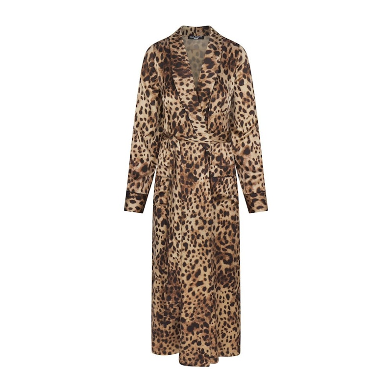 SKIMS x Dolce&Gabbana Silk Long Robe Leopard Print