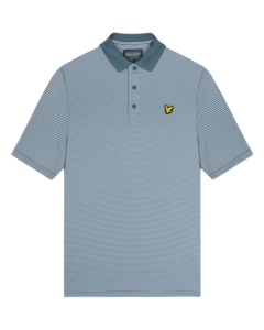 LYLE Mens Golf Microstripe Polo Bleu | X242_iron_blue_club_blue