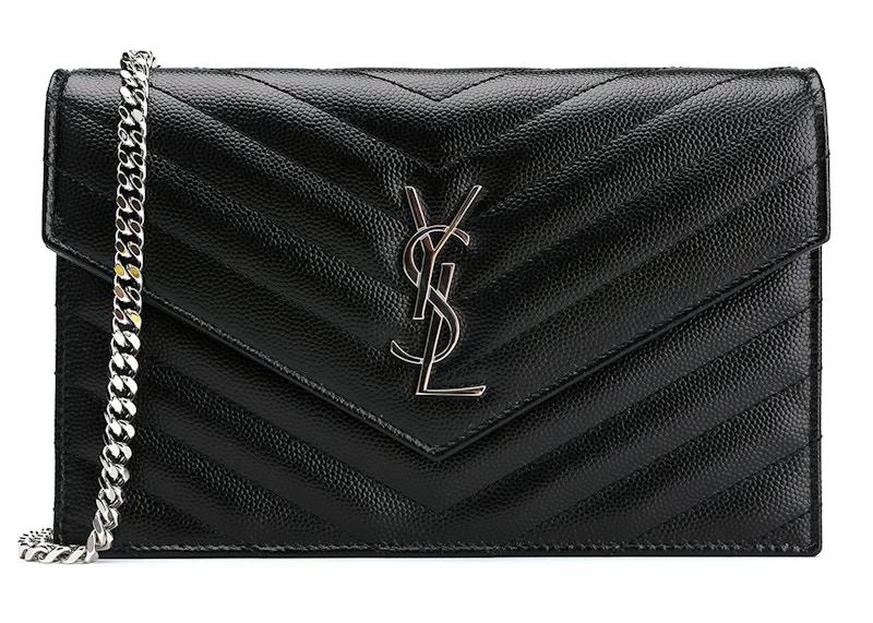 Saint Laurent Envelope Chain Wallet Zwart