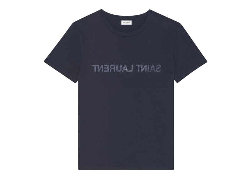 Saint Laurent Reverse Logo T-Shirt Blauw