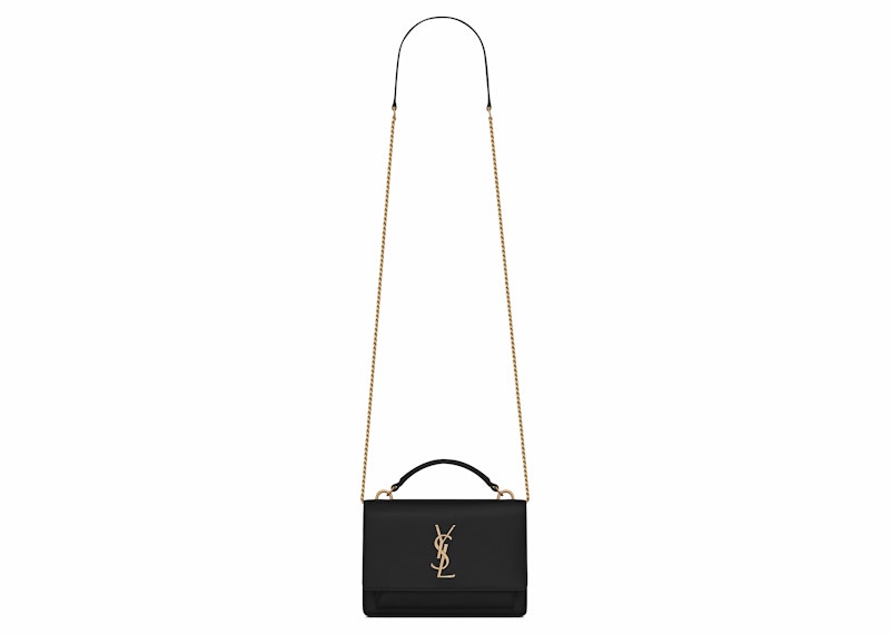 Saint Laurent Sunset Chain Wallet In Smooth Leather Noir