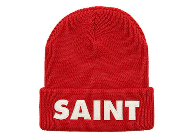 Saint Michael Logo Knit Beanie Rood
