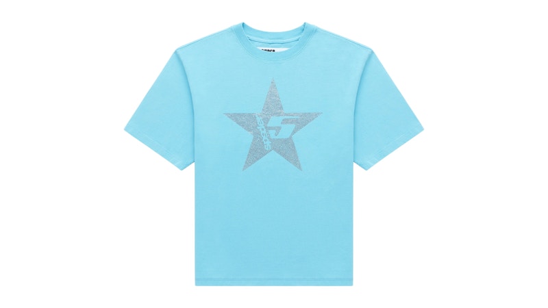 Sp5der Big 5 Star Rhinestone Tee Light Blauw