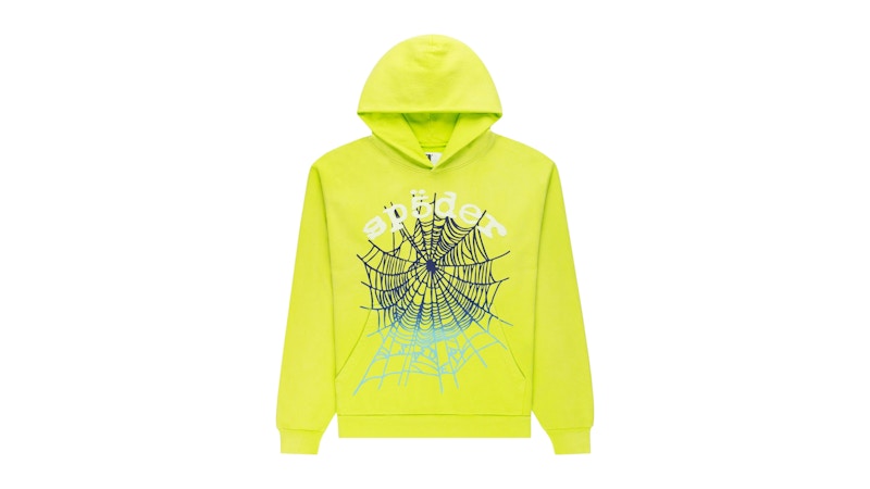 Sp5der OG Web V2 Gradient Hoodie Acid Groen
