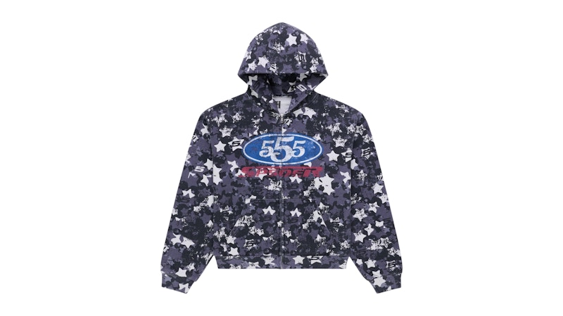 Sp5der R5Cing Zip Hoodie Camo Blauw
