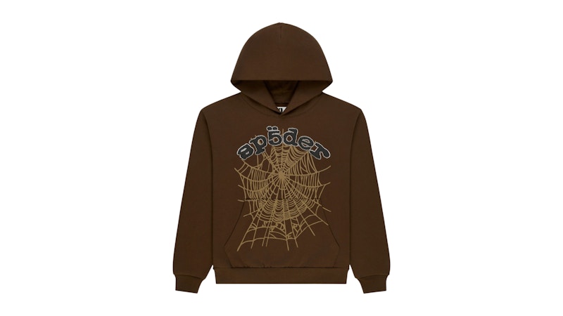 Sp5der Rhinestone OG Web Hoodie Bruin