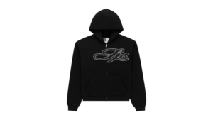 Sp5der Rhinestone Script Zip Hoodie Zwart