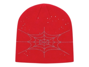 Sp5der Rhinestone Silk Skully Beanie Rood