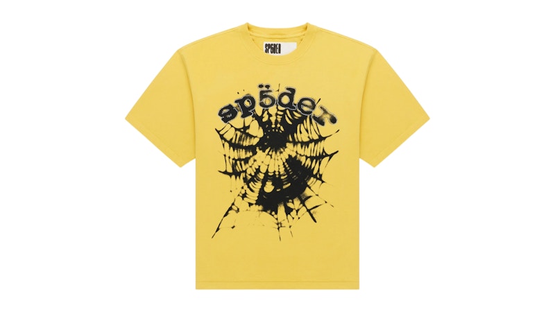 Sp5der Scattered OG Web V2 Tee Geel