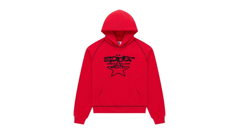 Sp5der Splat Collision Hoodie Rood