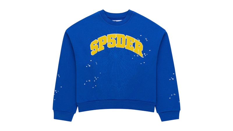 Sp5der Varsity Web Crewneck Blauw