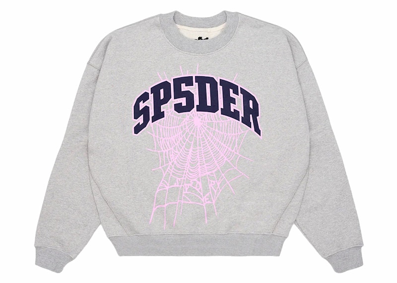 Sp5der Varsity Web Crewneck Heather Grijs