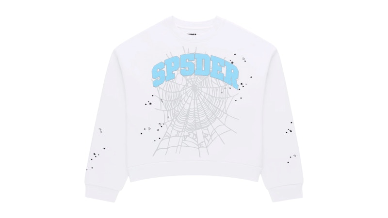 Sp5der Varsity Web Crewneck Wit