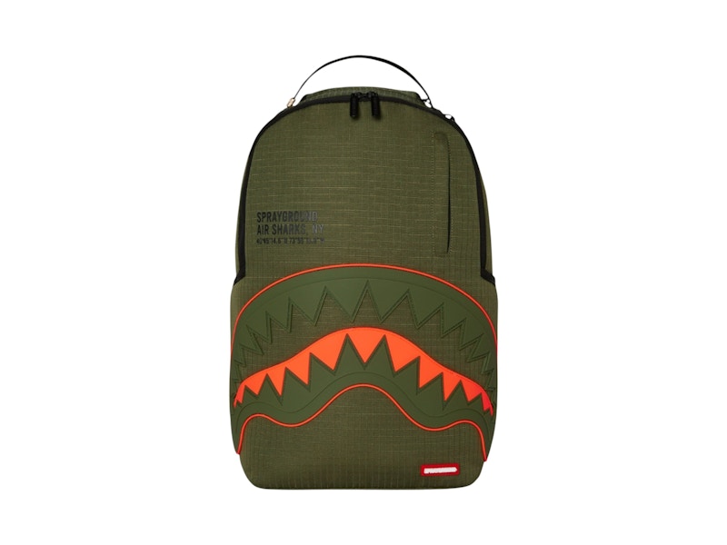 Sprayground Nylon Shark Central Army DLX-Ripstop Backpack Groen