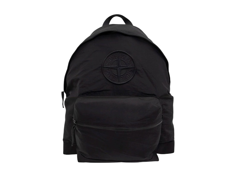 Stone Island Compass Embroidered Zipped Backpack Zwart