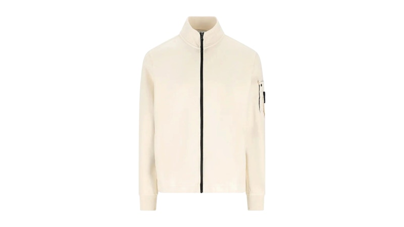 Stone Island Zip Up Cardigan Ivory Wit
