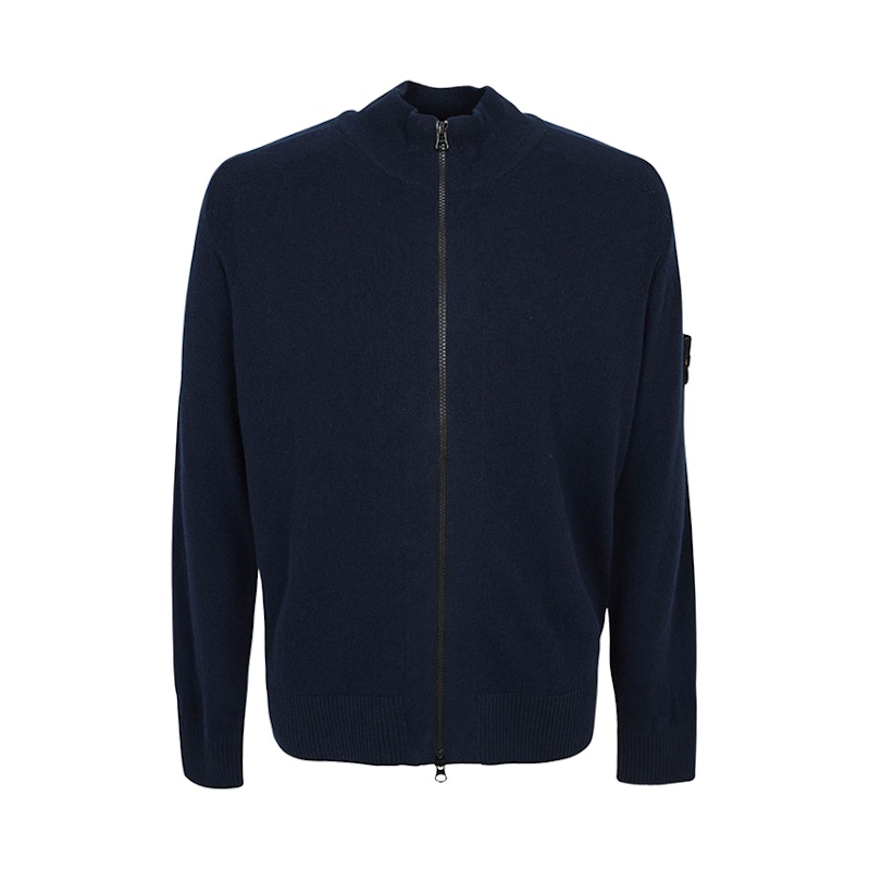 Stone Island Zip Up Cardigan Blauw