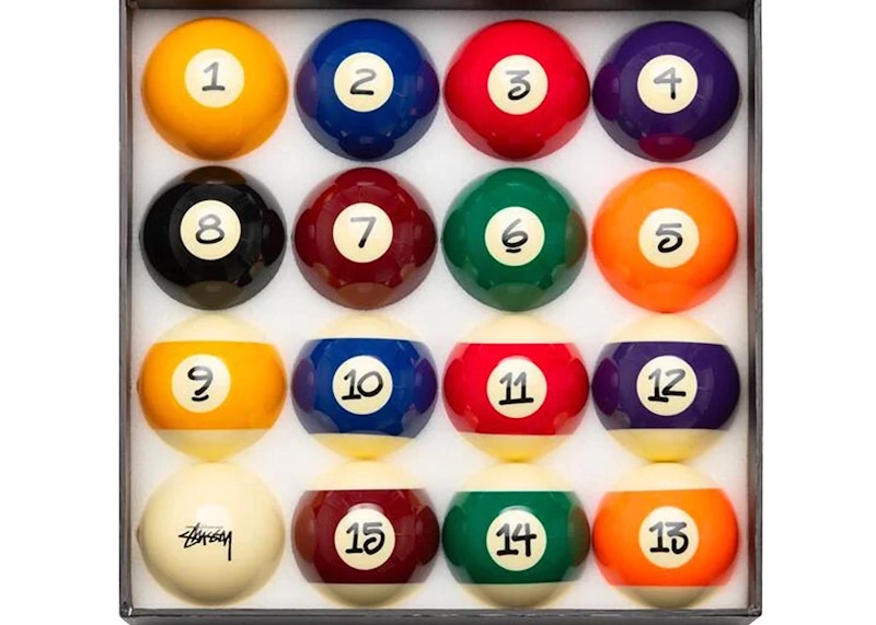 Stussy Billiard Pool Ball Set Multi Multicolor