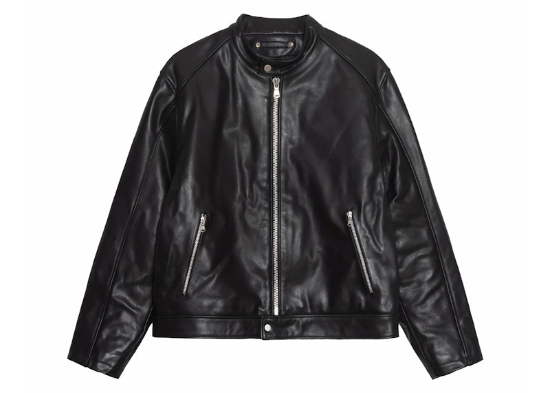 Stussy Cafe Racer Leather Jacket Zwart