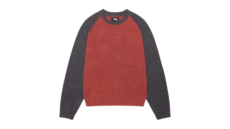 Stussy Colorblocked Raglan Knit Crew Brick