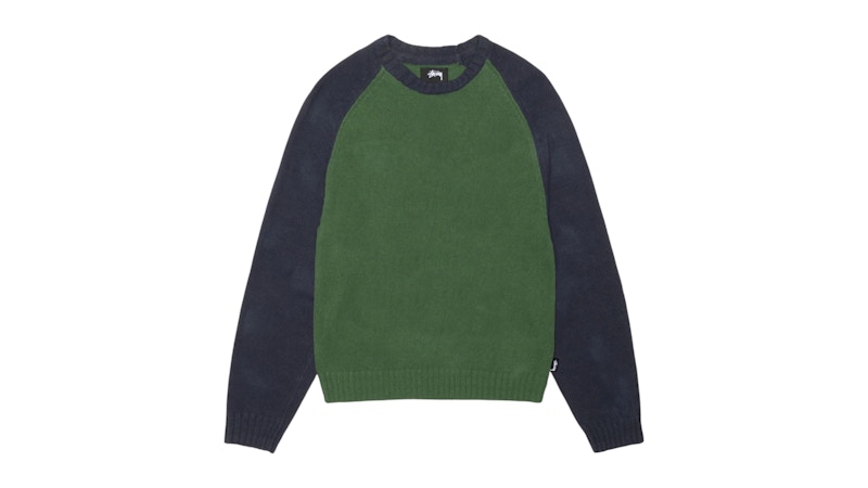 Stussy Colorblocked Raglan Knit Crew Groen