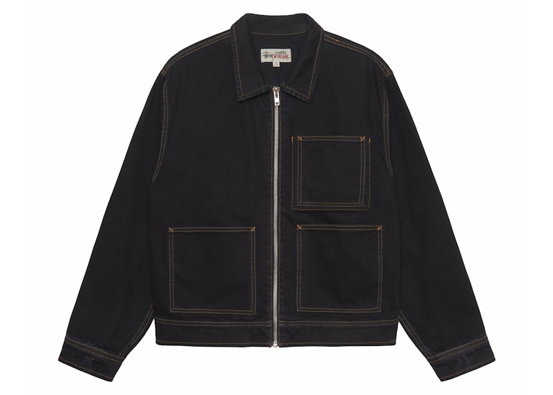 Stussy Zip Work Jacket Washed Zwart