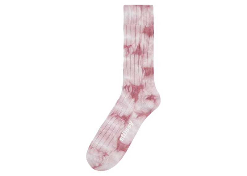 Stussy Dyed Ribbed Crew Socks Berry