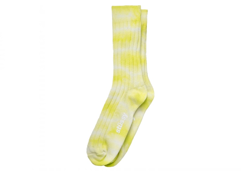 Stussy Dyed Ribbed Crew Socks Lime Groen