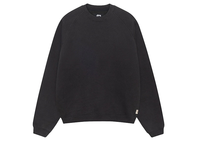 Stussy Fleece Raglan Crew Washed Zwart