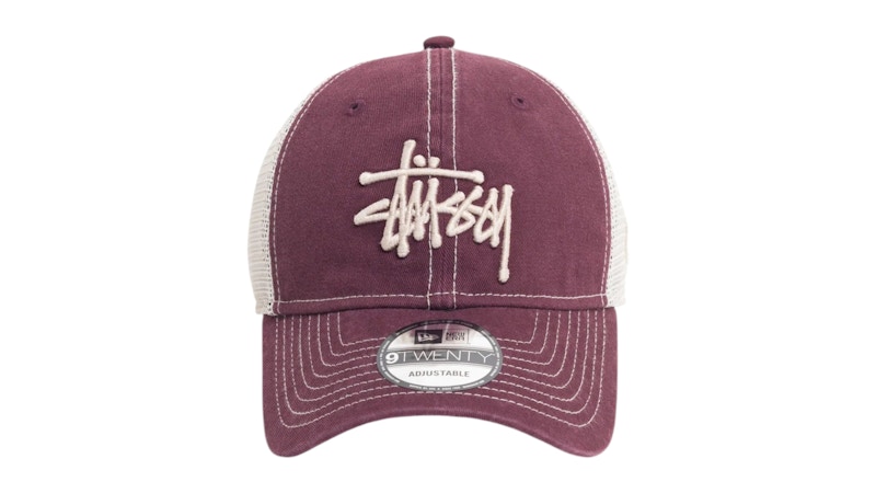 Stussy New Era 9Twenty Washed Basic Trucker Cap Maroon