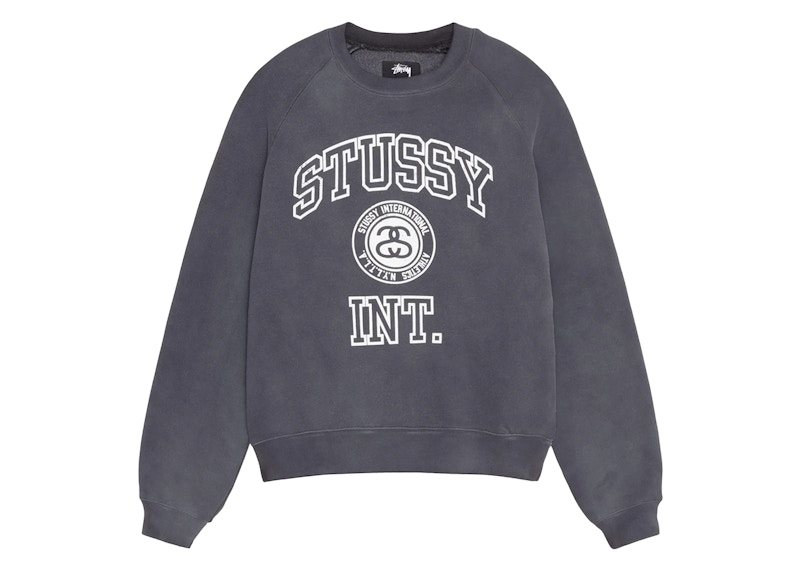 Stussy Overlock Varsity Raglan Crew Washed Zwart