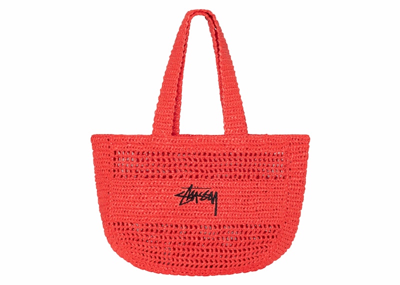 Stussy Raffia Tote Bag Rood
