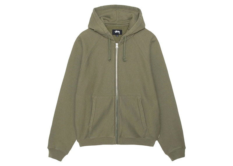 Stussy Raglan Zip Hoodie Olijf